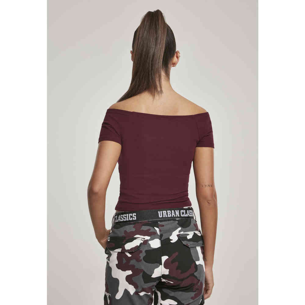 Urban Classics - Off Shoulder Rib Crop top - Bordeaux rood
